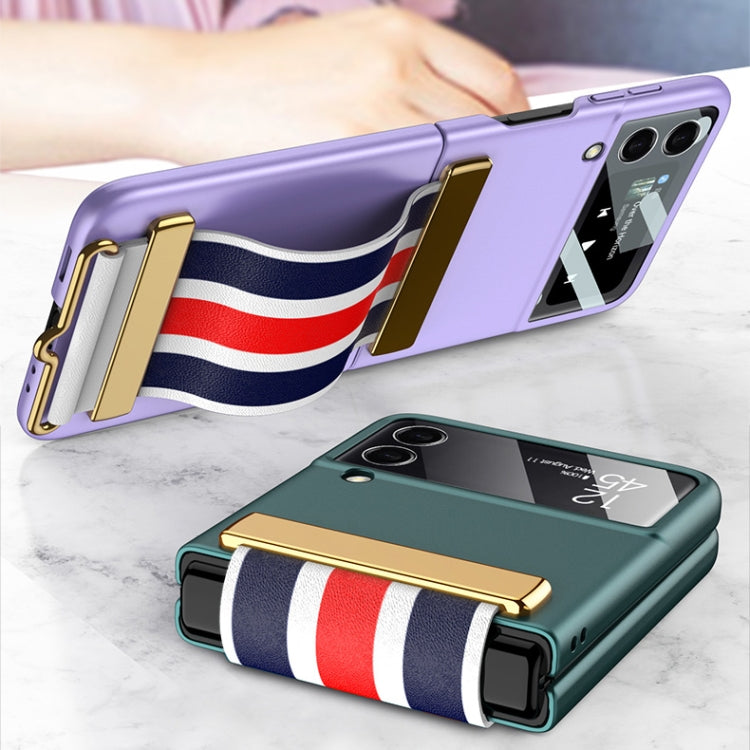 For Samsung Galaxy Z Flip3 5G GKK Ultra-thin Full Phone Flip Case with Color Wristband(Green) - Galaxy Phone Cases by GKK | Online Shopping South Africa | PMC TechLife | Buy Now Pay Later Mobicred