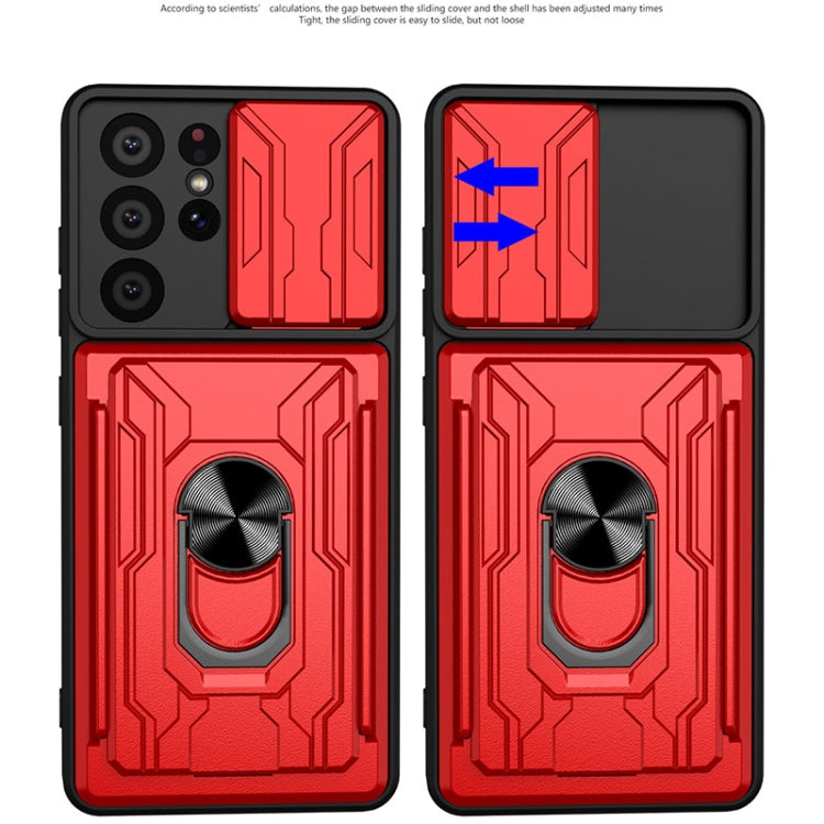 For Samsung Galaxy S21 Ultra 5G Camera Cover Phone Case with Card Slot & Holder(Black) - free shipping - PMC TechLife - Order now!