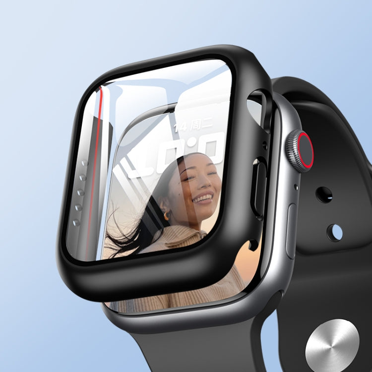 ROCK 2 in 1 PC Frame + Tempered Glass Protector Case For Apple Watch Series 9 / 8 / 7 41mm(Black) - Watch Cases by ROCK | Online Shopping South Africa | PMC TechLife | Buy Now Pay Later Mobicred