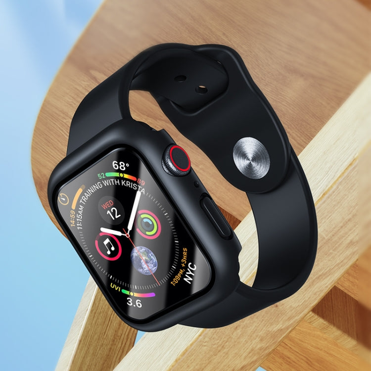 ROCK 2 in 1 PC Frame + Tempered Glass Protector Case For Apple Watch Series 9 / 8 / 7 41mm(Black) - Watch Cases by ROCK | Online Shopping South Africa | PMC TechLife | Buy Now Pay Later Mobicred