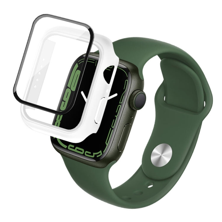imak PC Case with Tempered Glass Film For Apple Watch Series 8 / 7 41mm(White) - Watch Cases by imak | Online Shopping South Africa | PMC TechLife | Buy Now Pay Later Mobicred