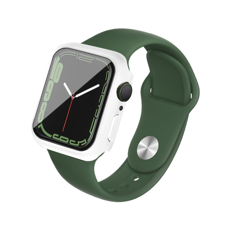 imak PC Case with Tempered Glass Film For Apple Watch Series 8 / 7 41mm(White) - Watch Cases by imak | Online Shopping South Africa | PMC TechLife | Buy Now Pay Later Mobicred
