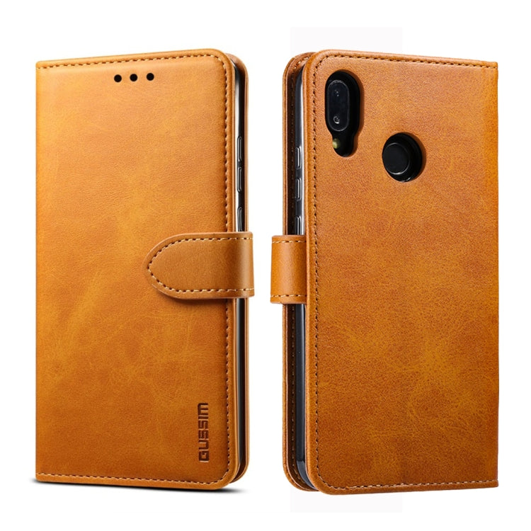 For Huawei P20 Lite GUSSIM Business Style Horizontal Flip Leather Case with Holder & Card Slots & Wallet(Khaki) - Huawei Cases by GUSSIM | Online Shopping South Africa | PMC TechLife | Buy Now Pay Later Mobicred