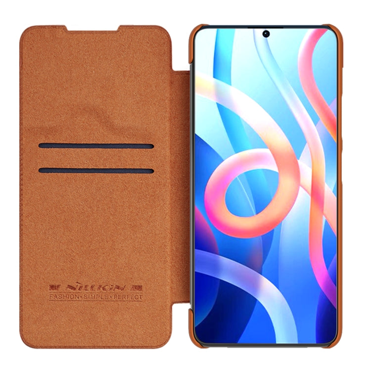 For Xiaomi Redmi Note 11 5G / 11T 5G / Poco M4 Pro 5G / 11S 5G NILLKIN QIN Series Crazy Horse Texture Leather Phone Case(Brown) - Xiaomi Cases by NILLKIN | Online Shopping South Africa | PMC TechLife | Buy Now Pay Later Mobicred