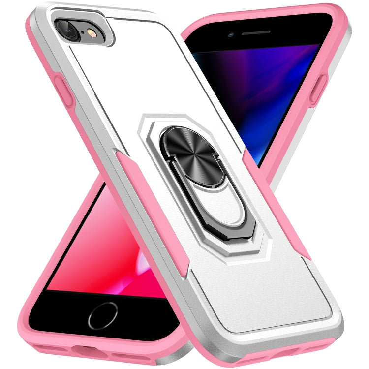 For iPhone SE 2022 / SE 2020 / 8 / 7 Pioneer Armor Heavy Duty PC + TPU Holder Phone Case(White) - free shipping - PMC TechLife - Order now!