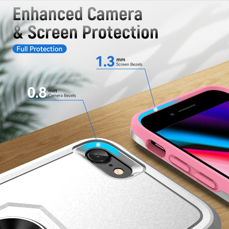 For iPhone SE 2022 / SE 2020 / 8 / 7 Pioneer Armor Heavy Duty PC + TPU Holder Phone Case(White) - free shipping - PMC TechLife - Order now!
