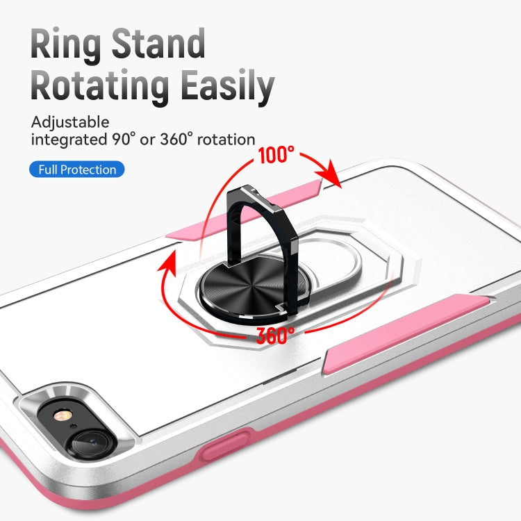 For iPhone SE 2022 / SE 2020 / 8 / 7 Pioneer Armor Heavy Duty PC + TPU Holder Phone Case(White) - free shipping - PMC TechLife - Order now!