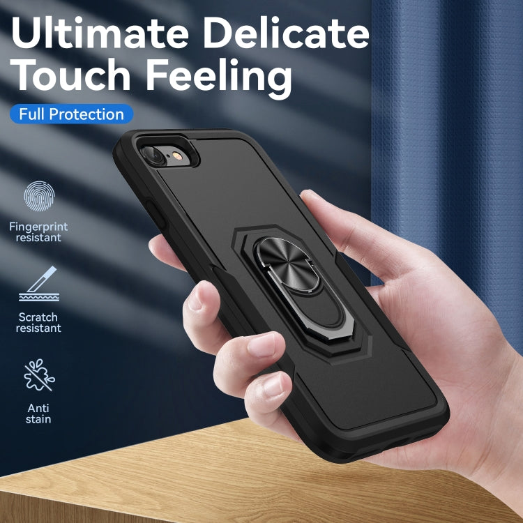 For iPhone SE 2022 / SE 2020 / 8 / 7 Pioneer Armor Heavy Duty PC + TPU Holder Phone Case(Black) - free shipping - PMC TechLife - Order now!