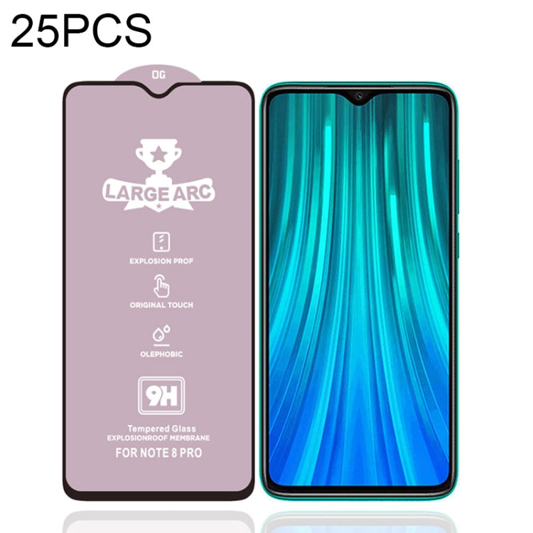 25 PCS 9H HD Large Arc High Alumina Full Screen Tempered Glass Film for Xiaomi Redmi Note 8 Pro - free shipping - PMC TechLife - Order now!