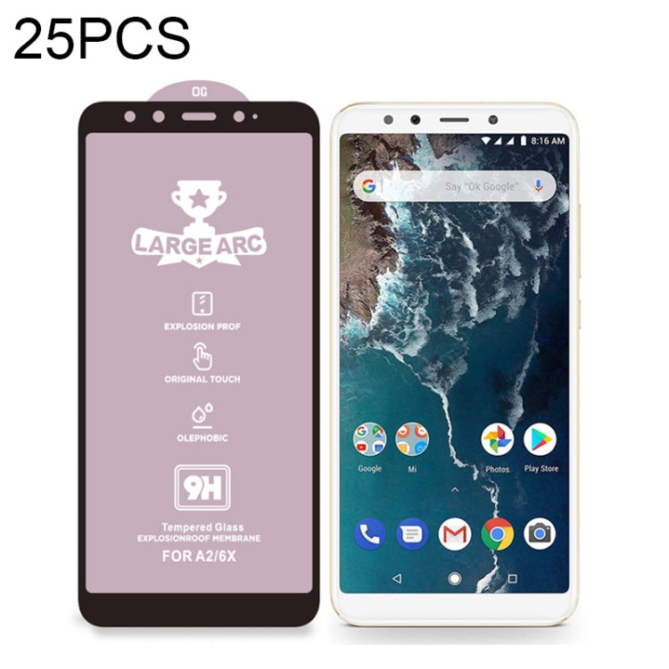 25 PCS 9H HD Large Arc High Alumina Full Screen Tempered Glass Film for Xiaomi Mi A2 -  by PMC TechLife | Online Shopping South Africa | PMC TechLife