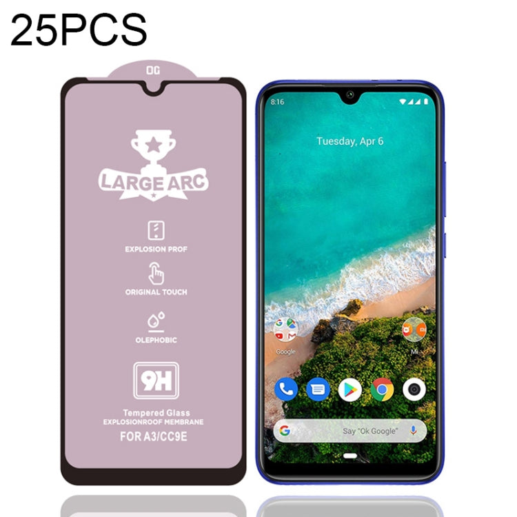 25 PCS 9H HD Large Arc High Alumina Full Screen Tempered Glass Film for Xiaomi Mi A3 -  by PMC TechLife | Online Shopping South Africa | PMC TechLife