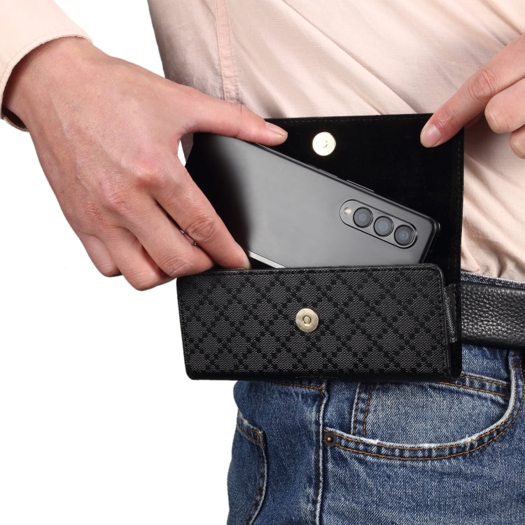 For Samsung Galaxy Z Fold3 5G Checkered Texture Waist Hanging Phone Case(Black) - free shipping - PMC TechLife - Order now!