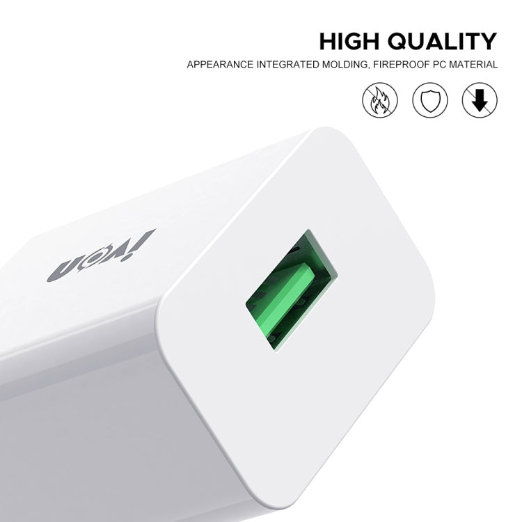 IVON AD-35 2 in 1 18W QC3.0 USB Port Travel Charger + 1m USB to Micro USB Data Cable Set, EU Plug(White) - USB Charger by IVON | Online Shopping South Africa | PMC TechLife | Buy Now Pay Later Mobicred