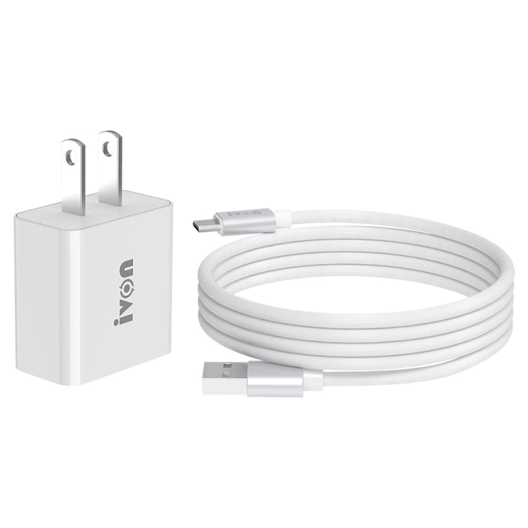 IVON AD-35 2 in 1 18W QC3.0 USB Port Travel Charger + 1m USB to Micro USB Data Cable Set, US Plug(White) - free shipping - PMC TechLife - Order now!