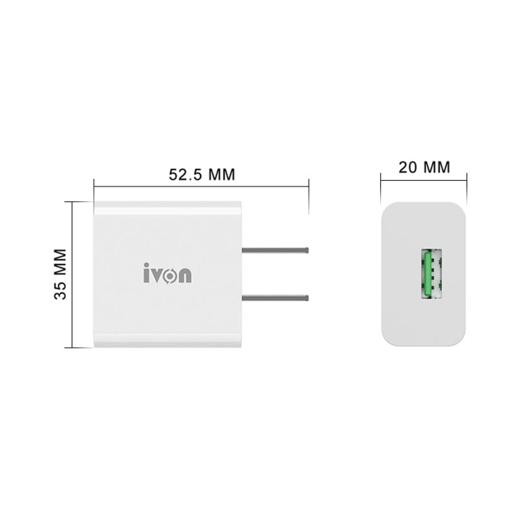 IVON AD-35 2 in 1 18W QC3.0 USB Port Travel Charger + 1m USB to Micro USB Data Cable Set, US Plug(White) - free shipping - PMC TechLife - Order now!