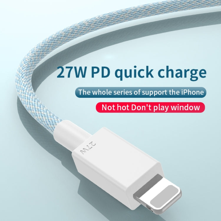 27W PD USB-C / Type-C to 8 Pin Fast Charging Braided Data Cable, Cable Length: 1m(Green) - 2 in 1 Cable by PMC TechLife | Online Shopping South Africa | PMC TechLife