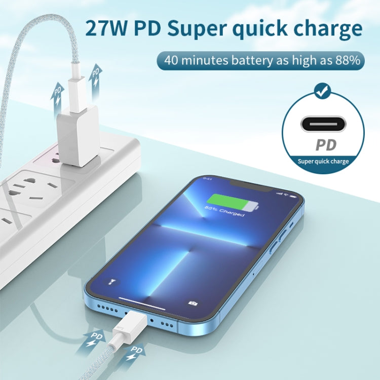 27W PD USB-C / Type-C to 8 Pin Fast Charging Braided Data Cable, Cable Length: 1m(Green) - 2 in 1 Cable by PMC TechLife | Online Shopping South Africa | PMC TechLife