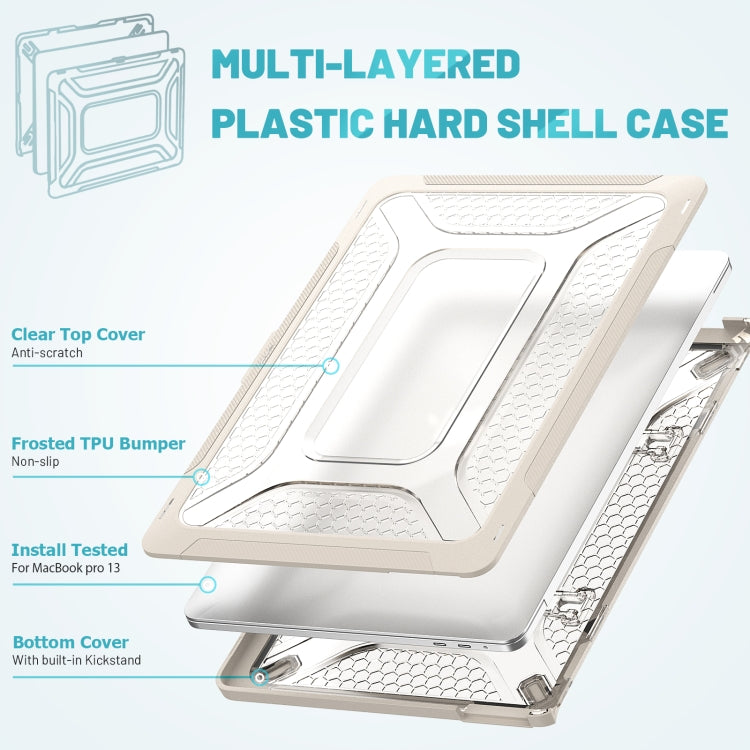 PC + TPU Honeycomb Laptop Protective Case For MacBook Pro 13.3 inch A2338 / A2289 / A2251 (2020)(Elegant Apricot) - MacBook Pro Cases by PMC TechLife | Online Shopping South Africa | PMC TechLife