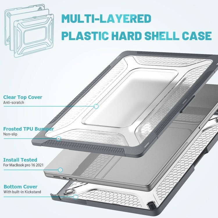 PC + TPU Honeycomb Laptop Protective Case For MacBook Pro 16.2 inch A2485 2021(Star Gray) - MacBook Pro Cases by PMC TechLife | Online Shopping South Africa | PMC TechLife