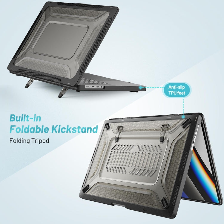 PC + TPU Honeycomb Laptop Protective Case For MacBook Pro 16.2 inch A2485 2021(Cool Black) - MacBook Pro Cases by PMC TechLife | Online Shopping South Africa | PMC TechLife