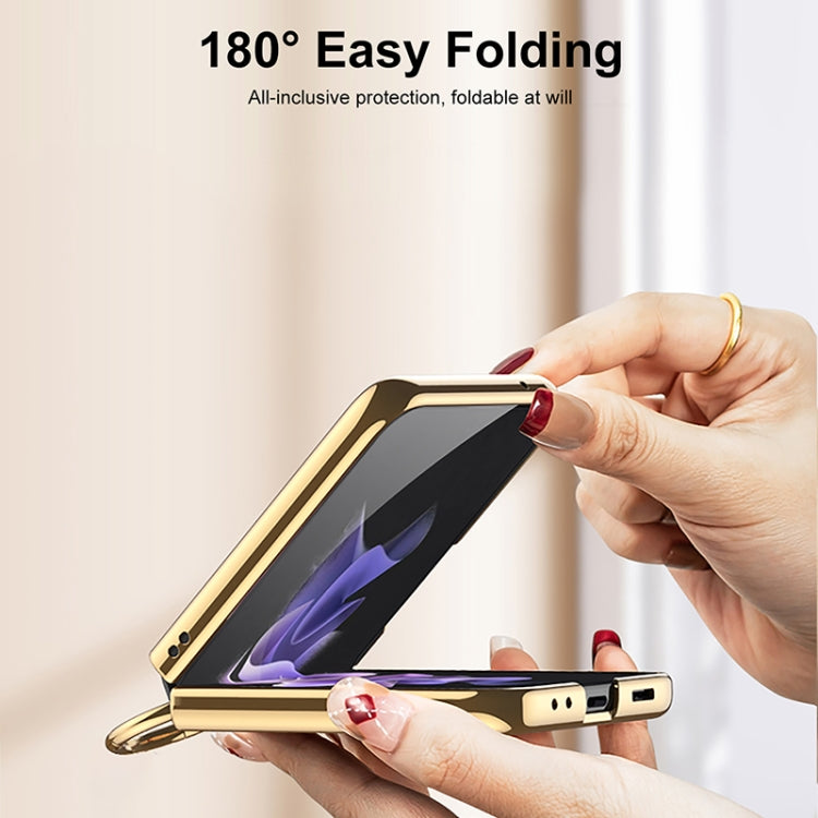 For Samsung Galaxy Z Flip3 5G GKK Integrated Plating + Leather Phone Case with Ring(Purple) - free shipping - PMC TechLife - Order now!
