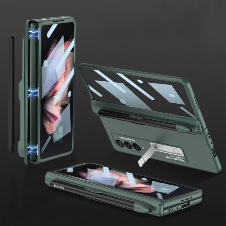 For Samsung Galaxy Z Fold3 5G GKK Integrated Magnetic Full Coverage Phone Flip Case with Pen Slot(Dark Night Green) - Galaxy Phone Cases by GKK | Online Shopping South Africa | PMC TechLife | Buy Now Pay Later Mobicred