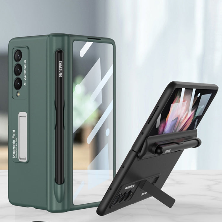 For Samsung Galaxy Z Fold3 5G GKK Integrated Magnetic Full Coverage Phone Flip Case with Pen Slot(Dark Night Green) - Galaxy Phone Cases by GKK | Online Shopping South Africa | PMC TechLife | Buy Now Pay Later Mobicred