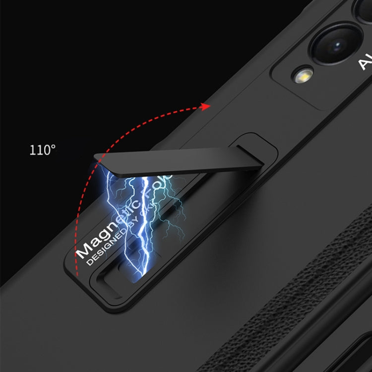 For Samsung Galaxy Z Fold3 5G GKK Integrated Magnetic Full Coverage Phone Flip Case with Pen Slot(Mist Gold) - Galaxy Phone Cases by GKK | Online Shopping South Africa | PMC TechLife | Buy Now Pay Later Mobicred