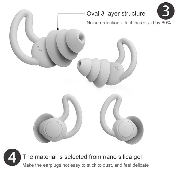 iMeBoBo A1 Shark Fin Version Nano Silicone Sleeping Noise Reduction Earplugs, Style:Two Layer(Grey) - Anti-dust & Ear Caps by PMC TechLife | Online Shopping South Africa | PMC TechLife