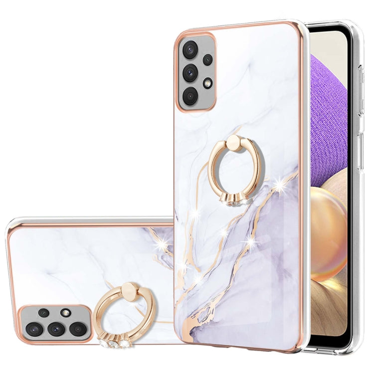 Samsung Galaxy A53 5G Electroplating Marble IMD TPU Phone Case with Ring Holder(White 006) - free shipping - PMC TechLife - Order now!