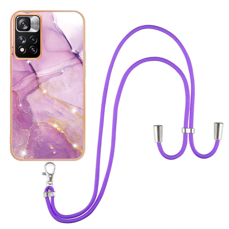 For Xiaomi Mi 11i / 11i HyperCharge 5G Global Electroplating Marble IMD TPU Phone Case with Lanyard(Purple 001) - free shipping - PMC TechLife - Order now!