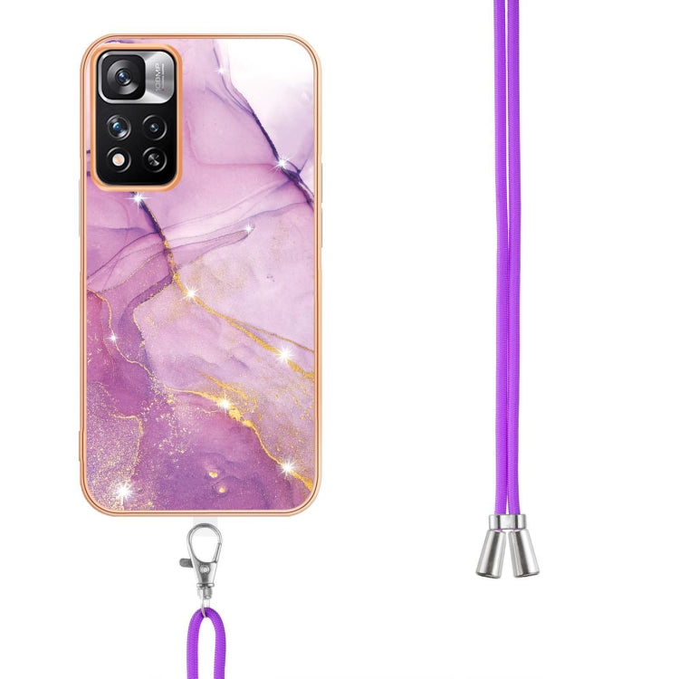 For Xiaomi Mi 11i / 11i HyperCharge 5G Global Electroplating Marble IMD TPU Phone Case with Lanyard(Purple 001) - free shipping - PMC TechLife - Order now!