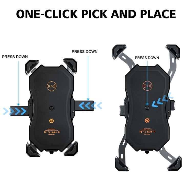 WUPP CS-1288A1 Wireless Charging + Wired Charging One-button Retractable Mobile Phone Stand(Black) - free shipping - PMC TechLife - Order now!