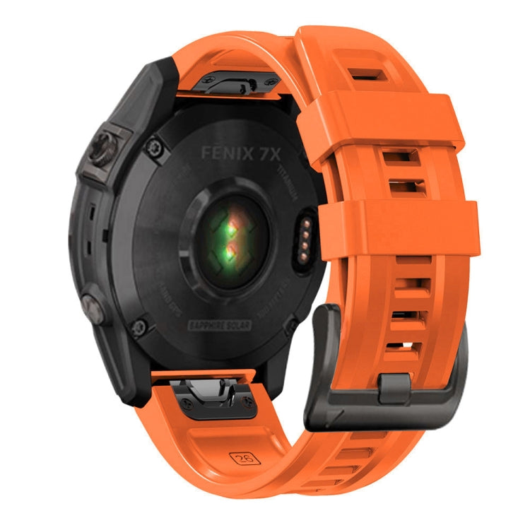 Compatible with Garmin Fenix 7X / 6X / 5X 26mm Black Buckle Silicone Watch Band(Orange) - Watch Bands by PMC TechLife | Online Shopping South Africa | PMC TechLife | Buy Now Pay Later Mobicred