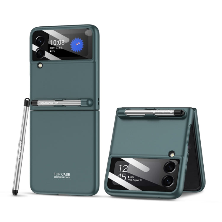 For Samsung Galaxy Z Flip3 5G GKK Integrated Ultra-thin Full Coverage Phone Flip Case with Pen(Forest Green) - Galaxy Phone Cases by GKK | Online Shopping South Africa | PMC TechLife