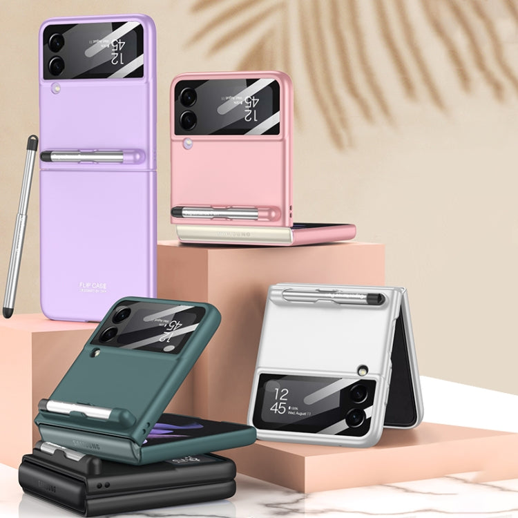 For Samsung Galaxy Z Flip3 5G GKK Integrated Ultra-thin Full Coverage Phone Flip Case with Pen(Silver) - free shipping - PMC TechLife - Order now!