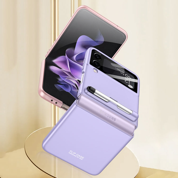 For Samsung Galaxy Z Flip3 5G GKK Integrated Ultra-thin Full Coverage Phone Flip Case with Pen(Silver) - free shipping - PMC TechLife - Order now!