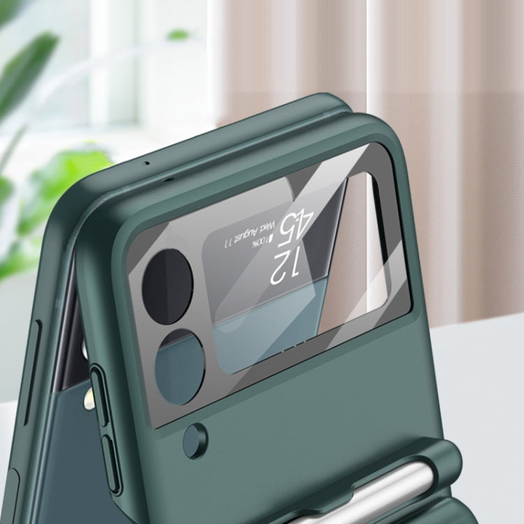For Samsung Galaxy Z Flip3 5G GKK Magnetic Full Coverage Phone Flip Case with Pen(Silver) - free shipping - PMC TechLife - Order now!