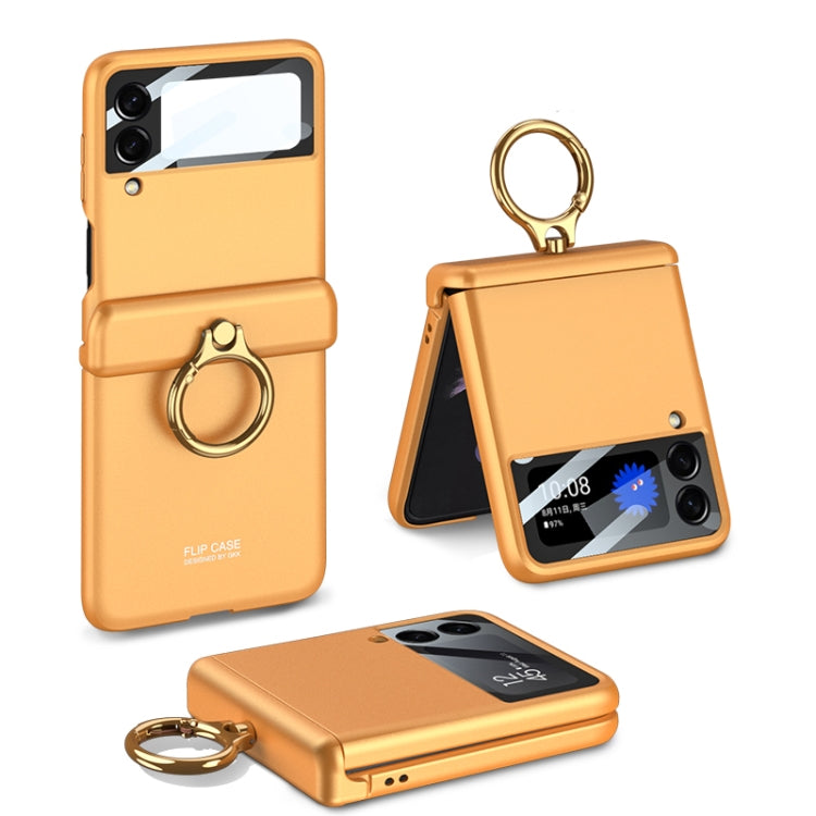 For Samsung Galaxy Z Flip3 5G GKK Magnetic Hinged Flip Case with Ring Holder(Orange) - free shipping - PMC TechLife - Order now!