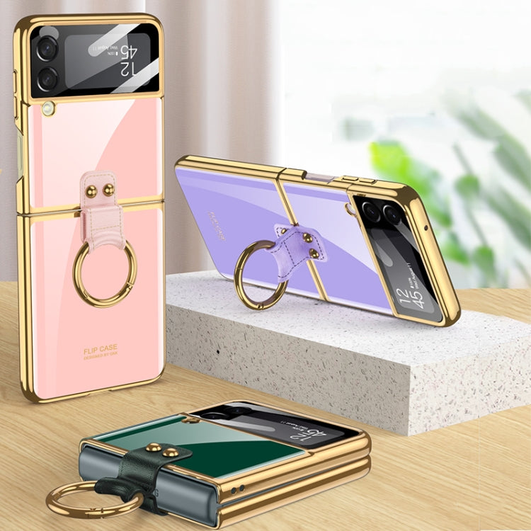 For Samsung Galaxy Z Flip3 5G GKK Integrated Solid Color Plating Phone Case with Ring Holder(Lavender Purple) - Galaxy Phone Cases by GKK | Online Shopping South Africa | PMC TechLife | Buy Now Pay Later Mobicred