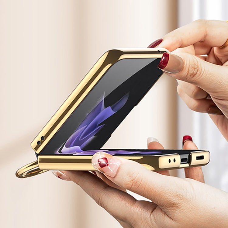 For Samsung Galaxy Z Flip3 5G GKK Integrated Solid Color Plating Phone Case with Ring Holder(Lavender Purple) - Galaxy Phone Cases by GKK | Online Shopping South Africa | PMC TechLife | Buy Now Pay Later Mobicred