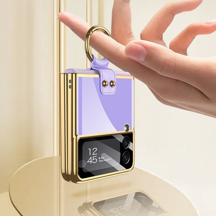 For Samsung Galaxy Z Flip3 5G GKK Integrated Solid Color Plating Phone Case with Ring Holder(Lavender Purple) - Galaxy Phone Cases by GKK | Online Shopping South Africa | PMC TechLife | Buy Now Pay Later Mobicred