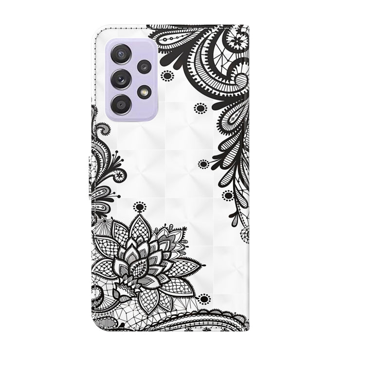 For Samsung Galaxy A13 4G 3D Painting Pattern TPU + PU Leather Phone Case(Diagonal Black Flower) - free shipping - PMC TechLife - Order now!