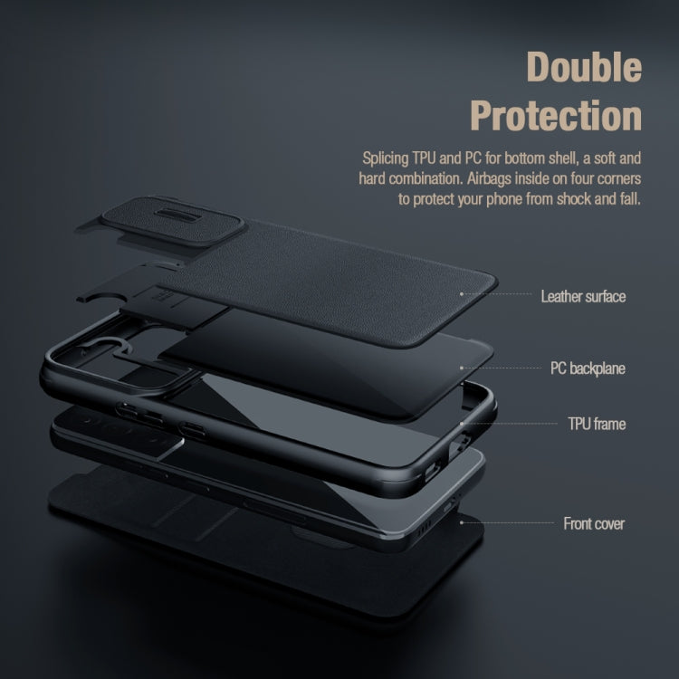 For Samsung Galaxy S22+ 5G NILLKIN QIN Series Pro Sliding Camera Cover Design Leather Phone Case(Green) - Galaxy S22+ 5G Cases by NILLKIN | Online Shopping South Africa | PMC TechLife | Buy Now Pay Later Mobicred