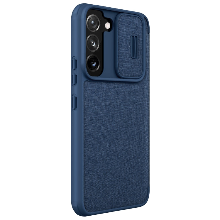 For Samsung Galaxy S22+ 5G NILLKIN QIN Series Pro Sliding Camera Cover Design Leather Phone Case(Blue) - free shipping - PMC TechLife - Order now!