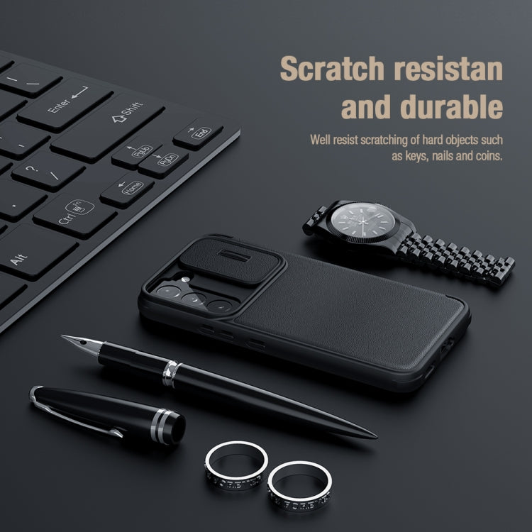 For Samsung Galaxy S22+ 5G NILLKIN QIN Series Pro Sliding Camera Cover Design Leather Phone Case(Blue) - free shipping - PMC TechLife - Order now!