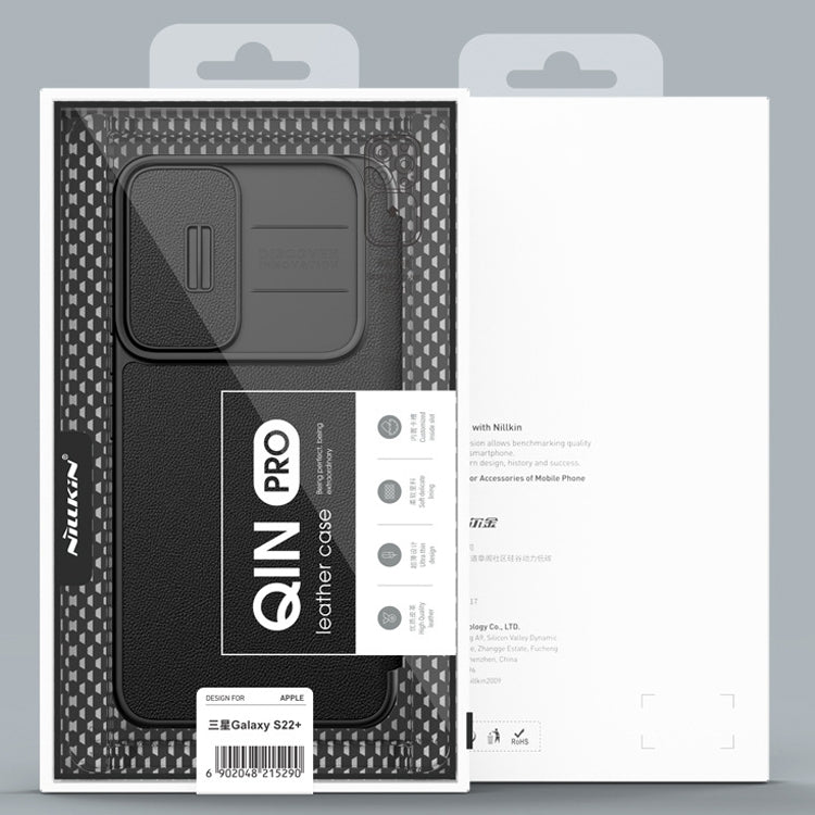 For Samsung Galaxy S22+ 5G NILLKIN QIN Series Pro Sliding Camera Cover Design Leather Phone Case(Blue) - free shipping - PMC TechLife - Order now!