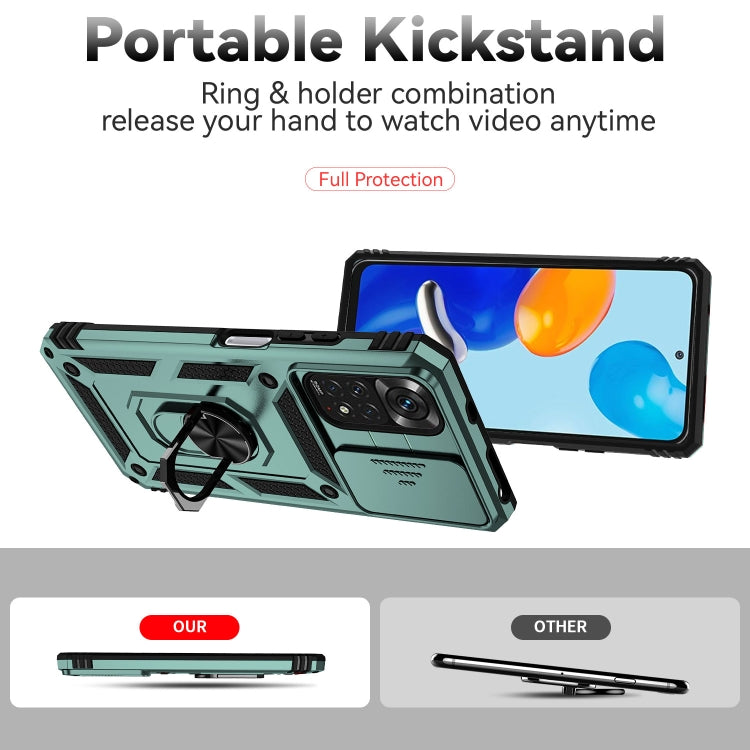 For Xiaomi Redmi Note 11 Global Sliding Camshield Holder Phone Case(Dark Green) - free shipping - PMC TechLife - Order now!