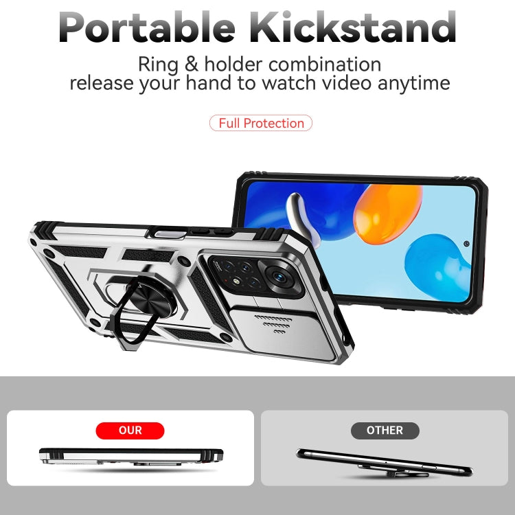 For Xiaomi Redmi Note 11 Global Sliding Camshield Holder Phone Case(Silver) - free shipping - PMC TechLife - Order now!