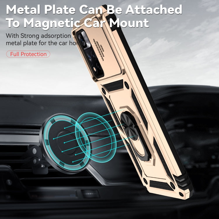 For Xiaomi Redmi Note 11 Pro Global Sliding Camshield Holder Phone Case(Gold) - free shipping - PMC TechLife - Order now!
